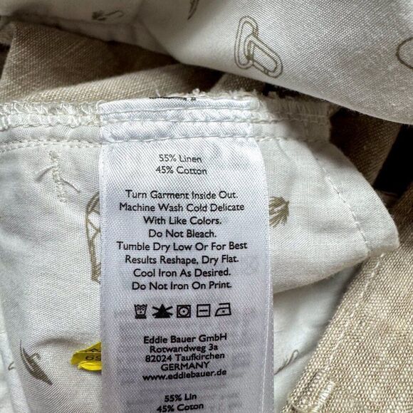Eddie Bauer Linen Blend Shorts Mens 38 Tan Beach Casual Outdoor Summer 38x9 - Picture 11 of 16
